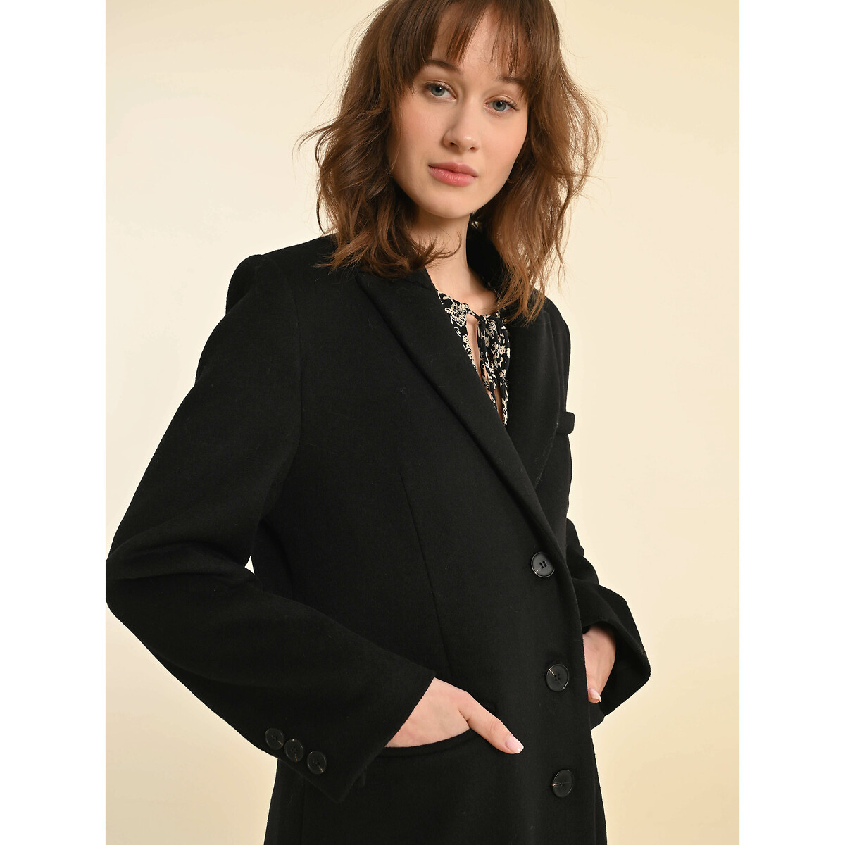 Long Wool Mix Coat black, MOLLY BRACKEN