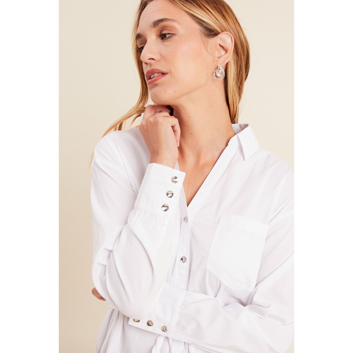Tunique droite longue col chemise blanc, BREAL