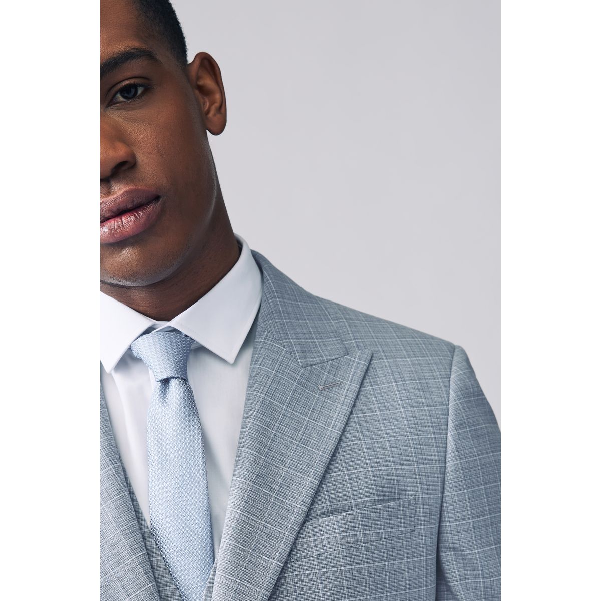 Veste de costume slim aux carreaux bleu clair, NEXT