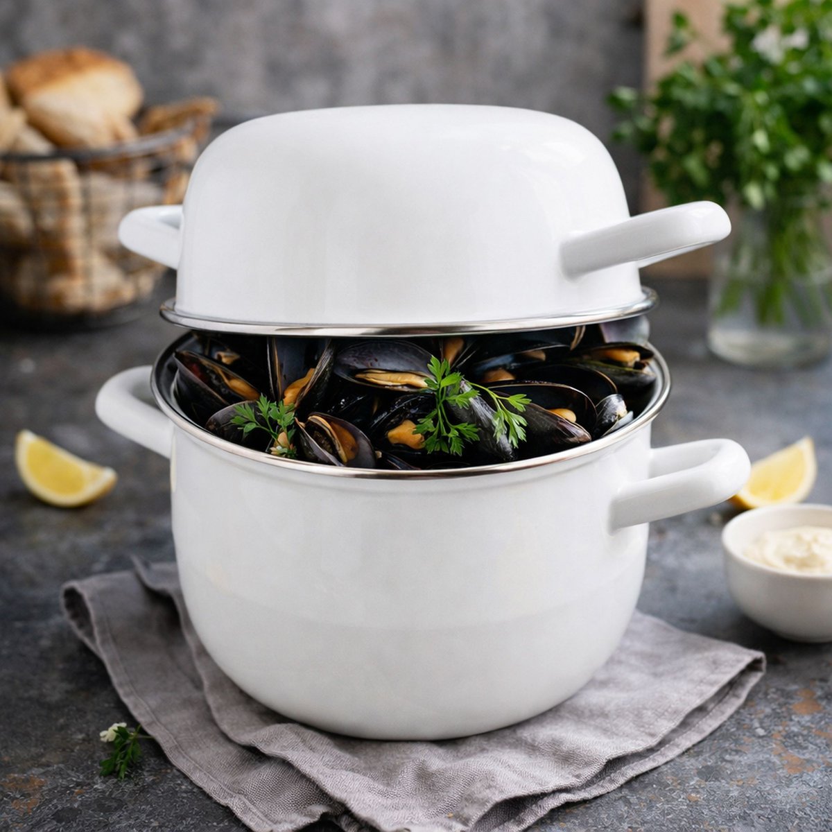 Marmite à moule 18cm en acier émaillé blanc, MENASTYL
