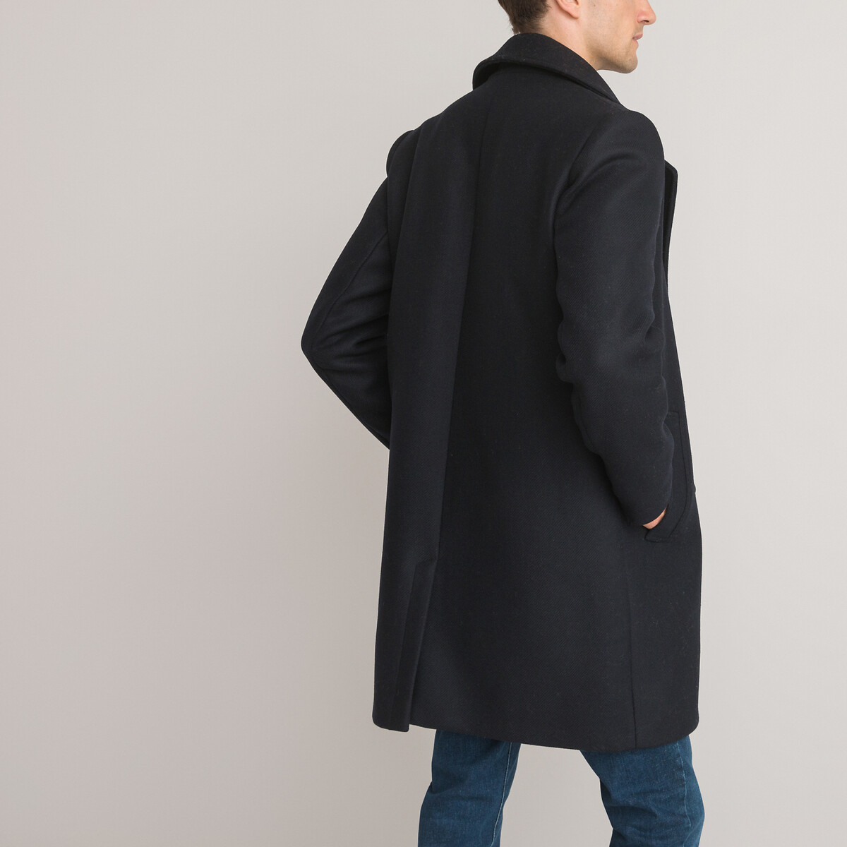 Wool Mix Coat, Made in France navy blue, LA REDOUTE COLLECTIONS