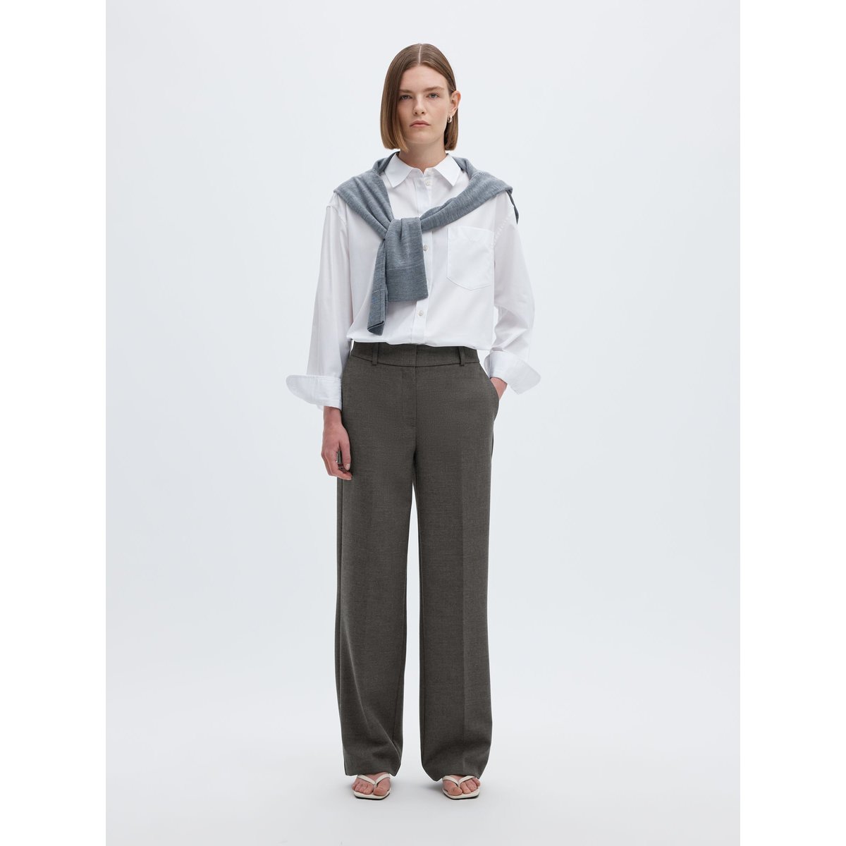 Pantalon À Jambe Ample dark grey melange, SELECTED