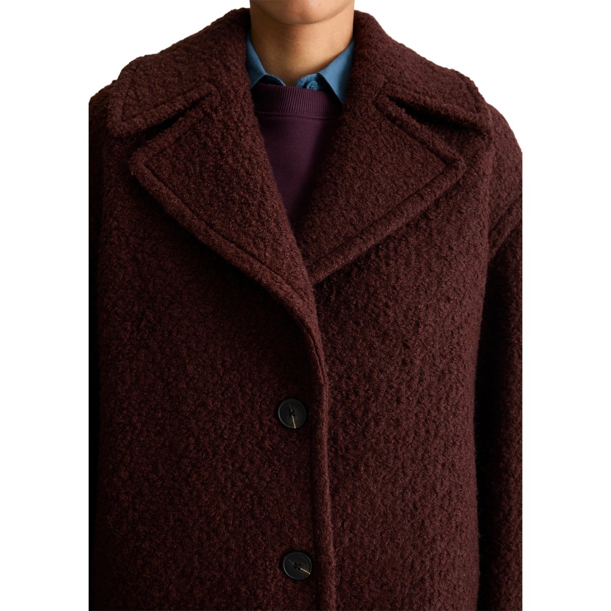 Manteau court bouclé, coupe classique en mélange de laine de grande qualité marron, MARC O’POLO DENIM