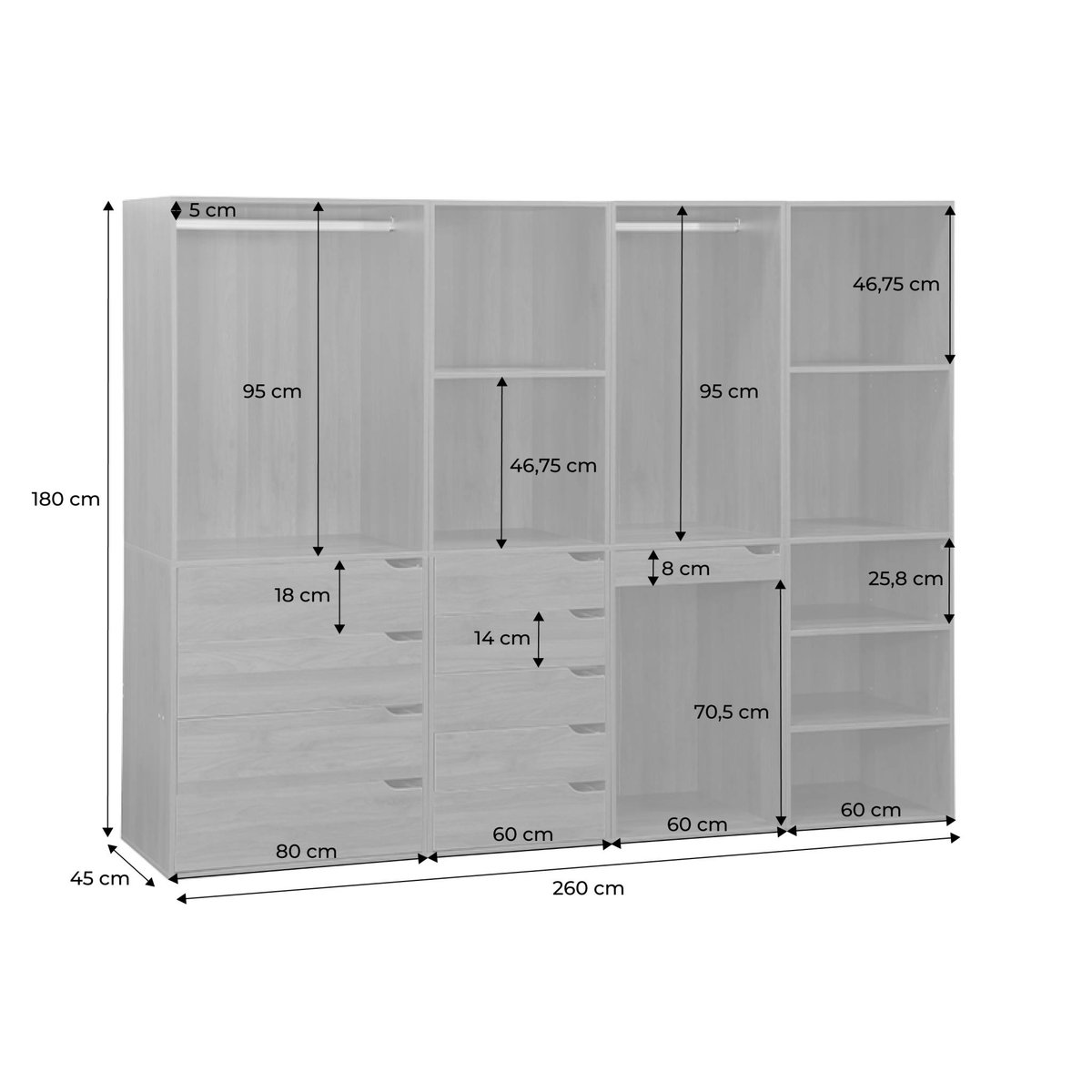 Kit dressing modulable décor bois 4 éléments NEPAL naturel, SWEEEK