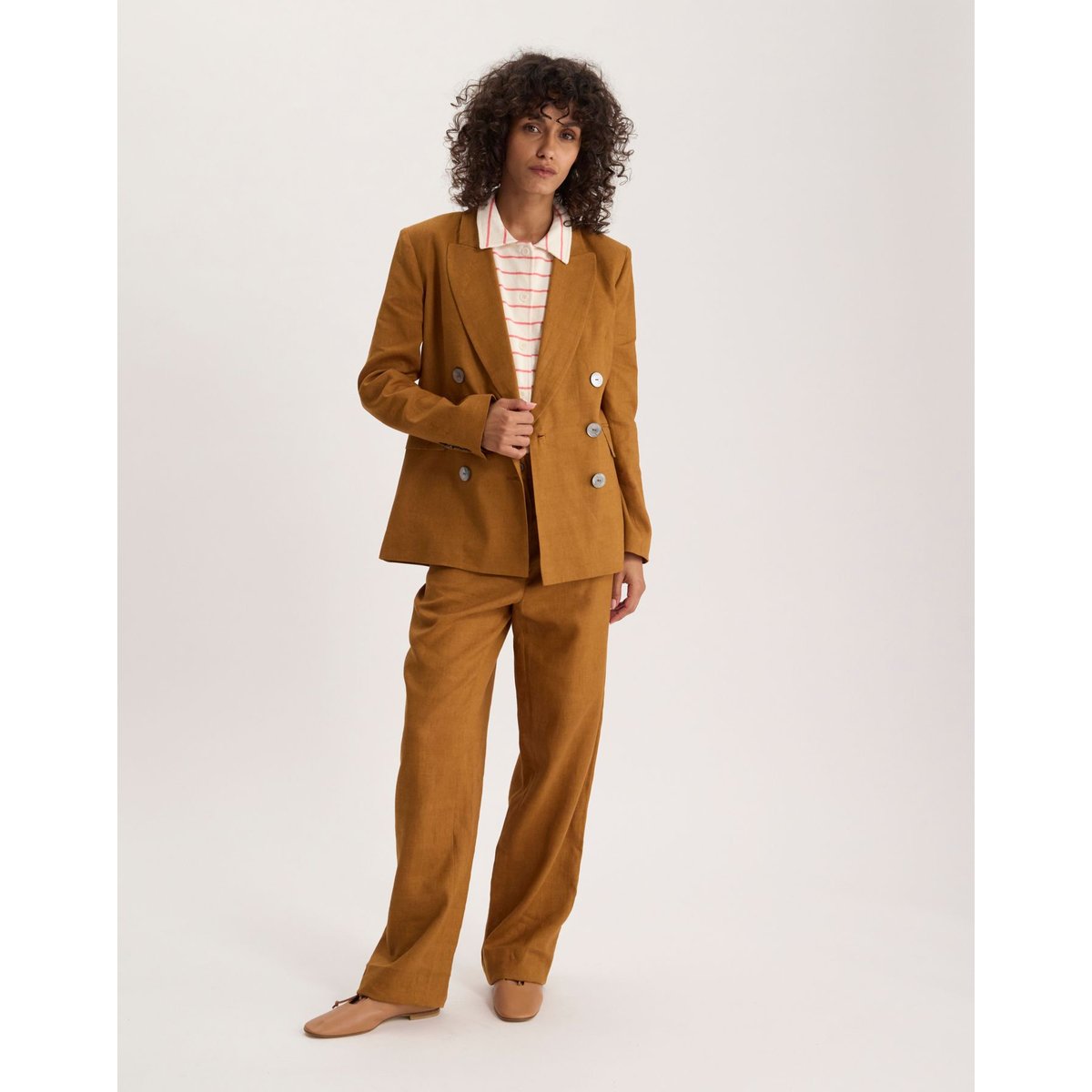 Veste June en lin marron, INES DE LA FRESSANGE PARIS