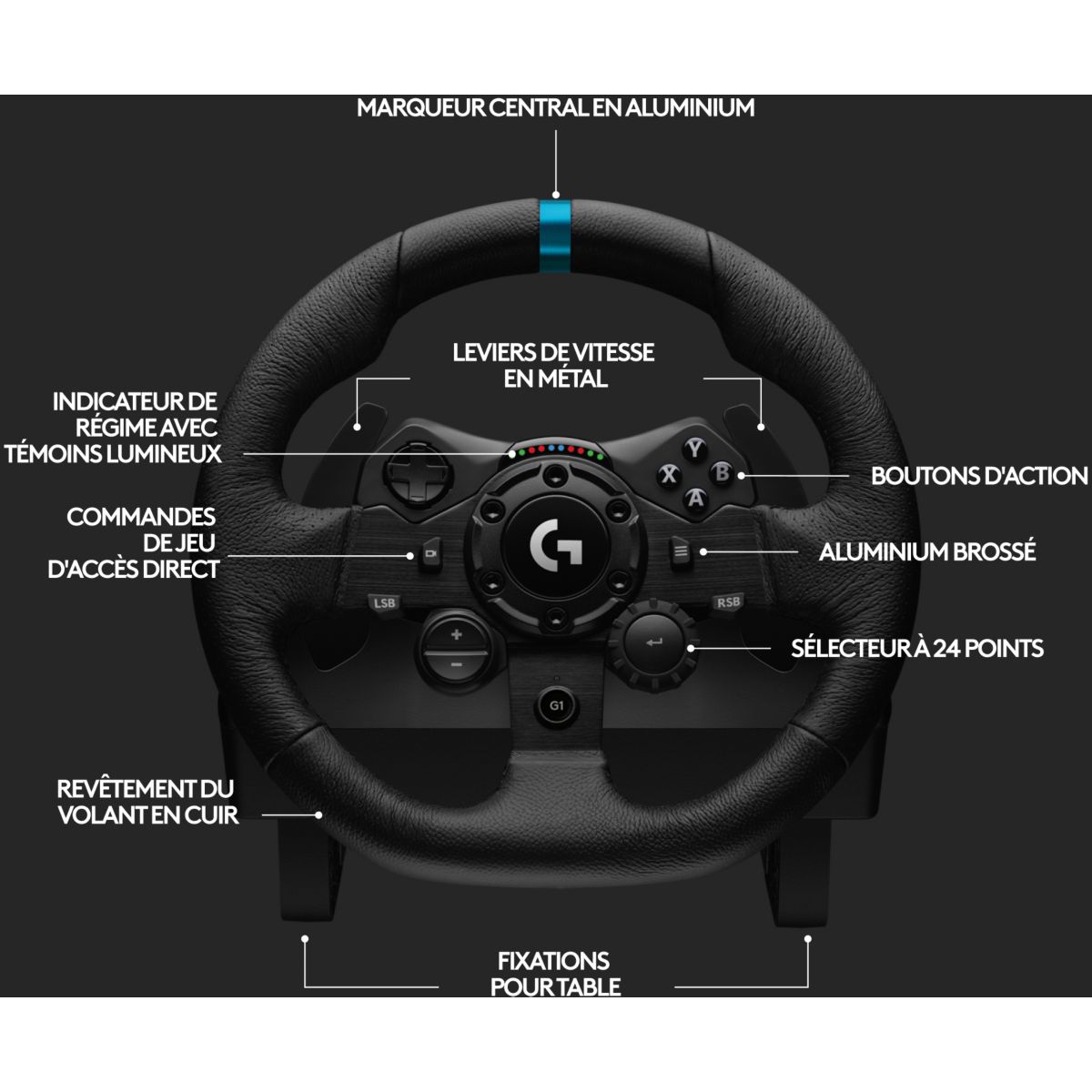 Volant + Pédalier G923 Racing Wheel and Pedals couleur unique, LOGITECH