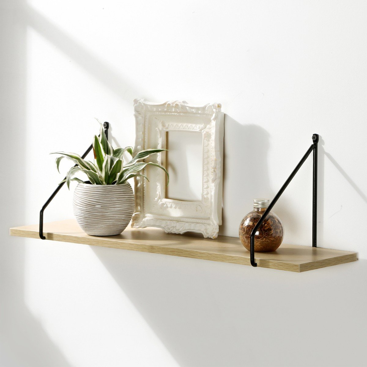 Étagère Murale 60 cm style industriel bois clair, CALICOSY