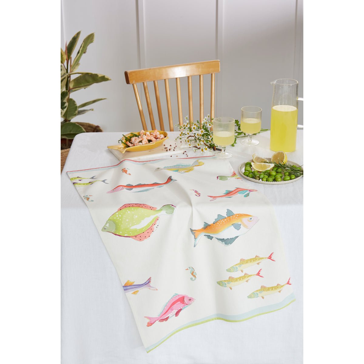 Torchon imprimé en coton PLONGÉE beige, COUCKE