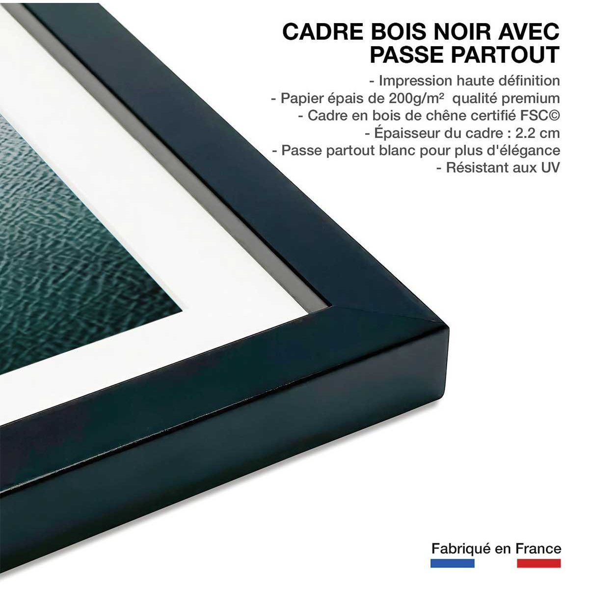 Affiche plage transsiberian 339 affiche + cadre en bois - noir, HEXOA