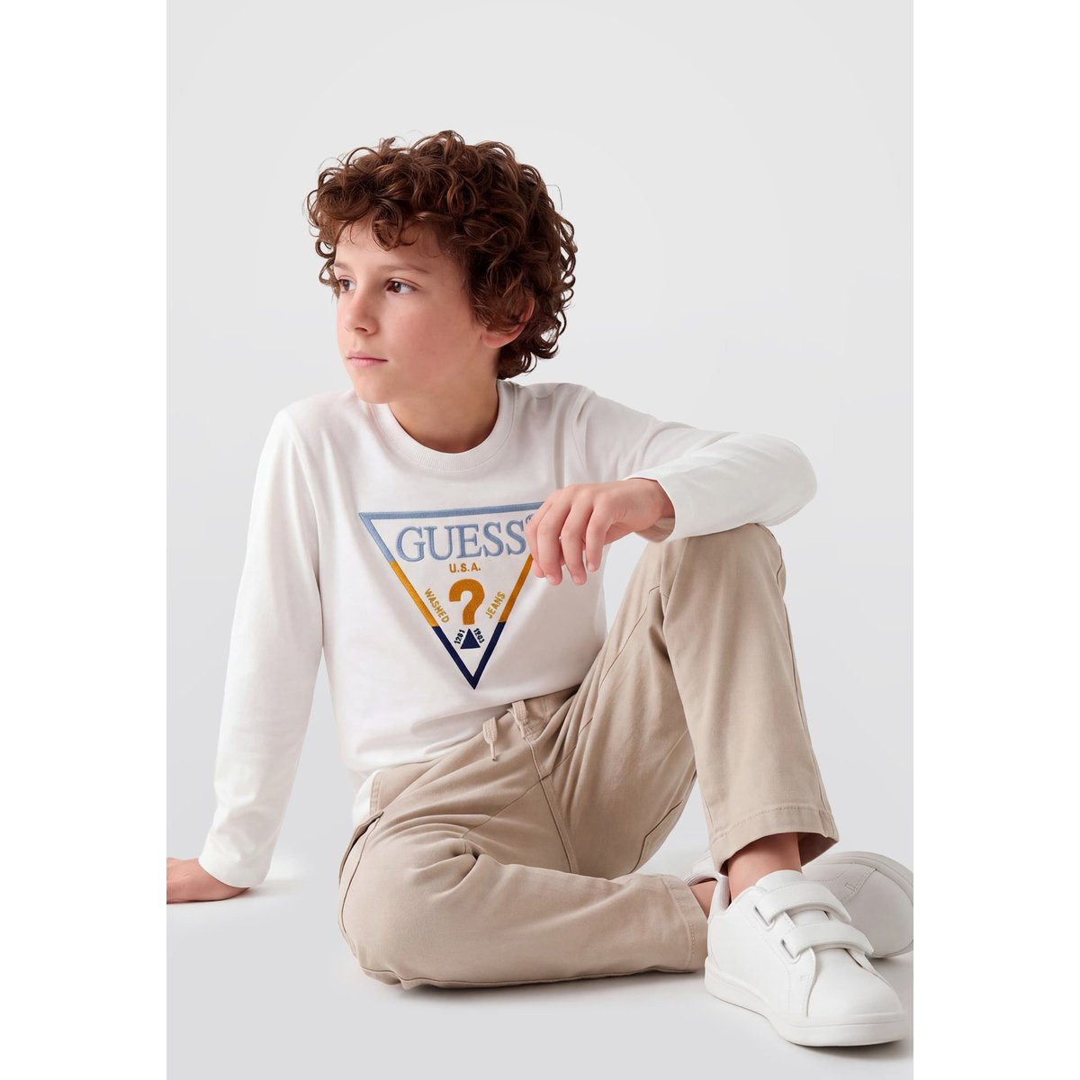 T-Shirt À Logo Brodé blanc, GUESS KIDS