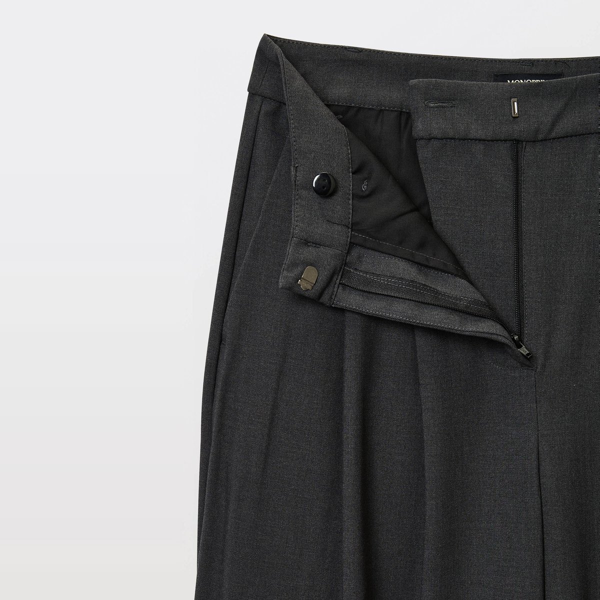 Pantalon large uni à pinces gris fonce anthracite, MONOPRIX