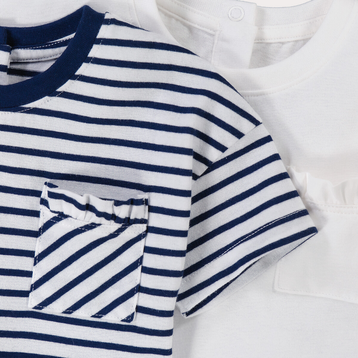 Lot de 2 t-shirts manches courtes blanc + bleu, LA REDOUTE COLLECTIONS