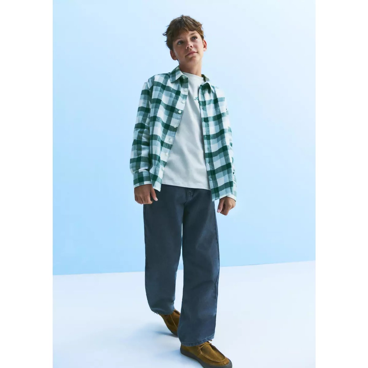 Chemise flanelle à carreaux bleu, MANGO KIDS