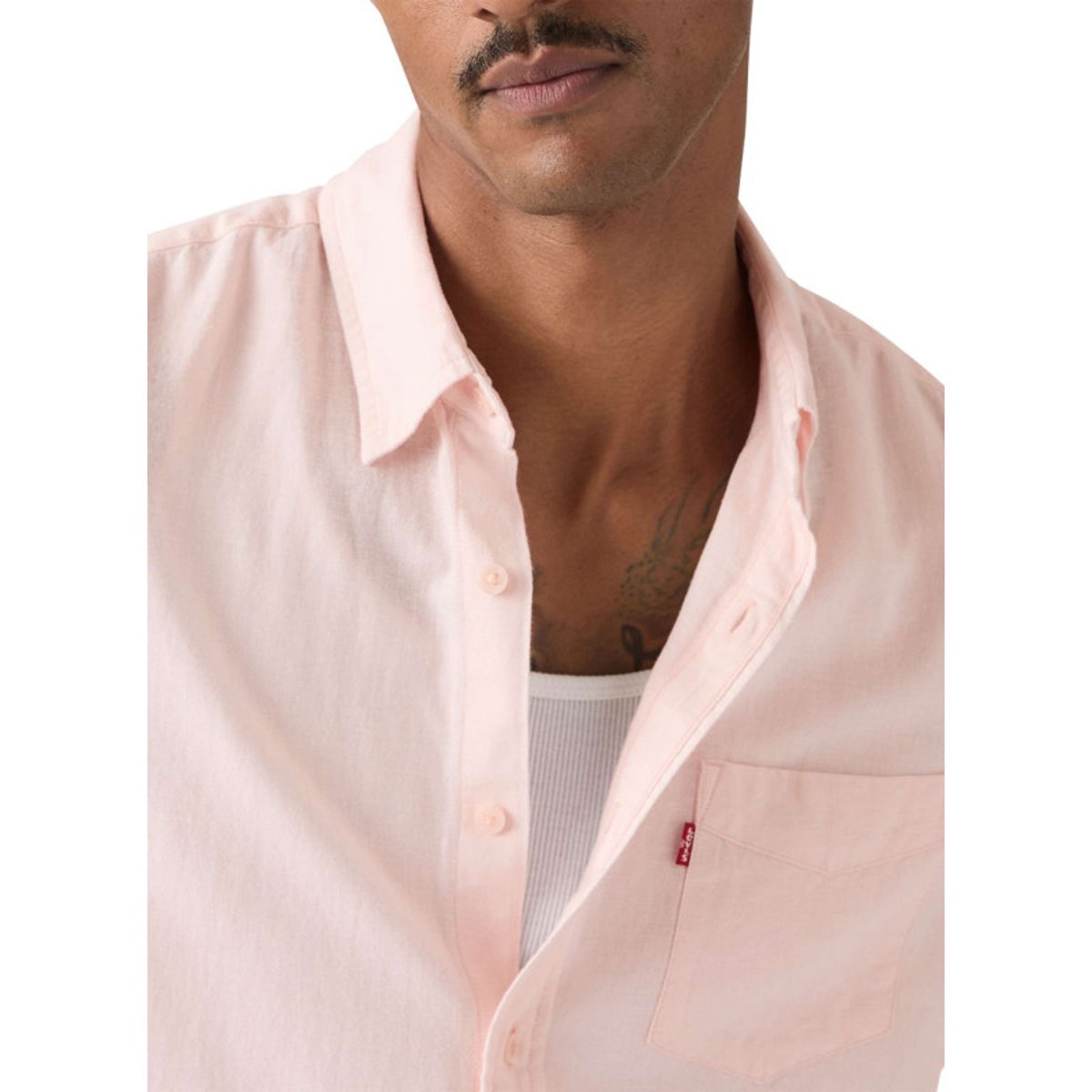 Chemise en coton rose à coupe droite pourvue d'un col à revers rose, LEVI'S