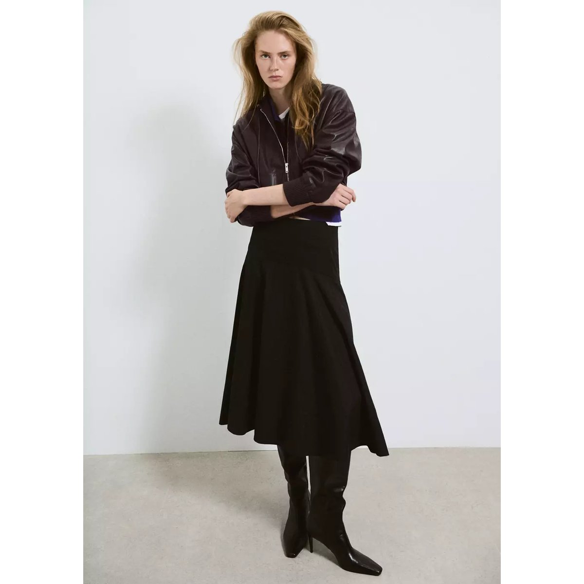 Veste cuir capuche grenat, MANGO