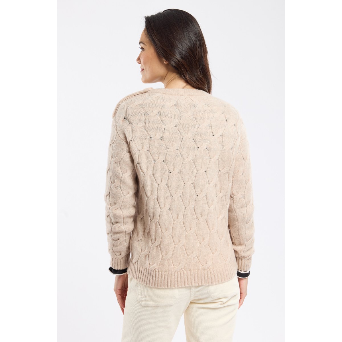 Pull torsadé en laine nature, ARMOR-LUX