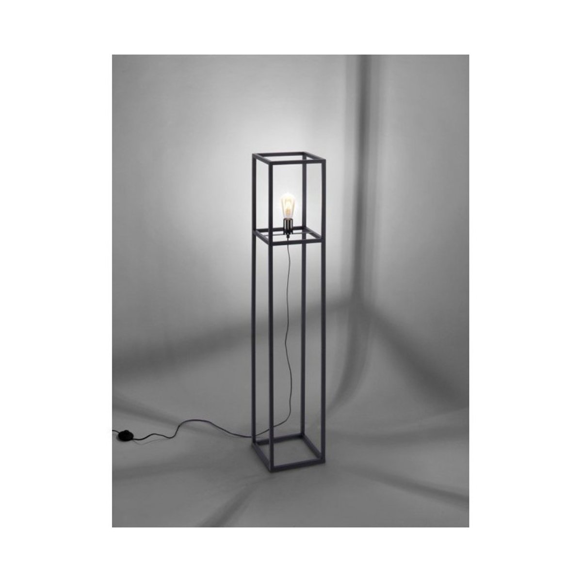 Lampadaire rectangulaire Cage noir Pour Ampoule E27 noir, MILLUMINE