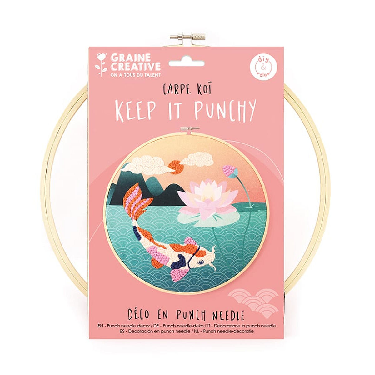 Kit punch needle Carpe Koi couleur unique, DTM