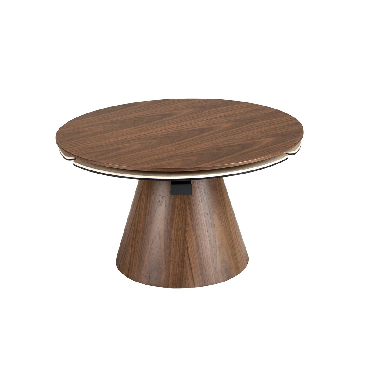 Table basse extensible ronde en bois et marbre porcelainé sable | noyer, ANGEL CERDA