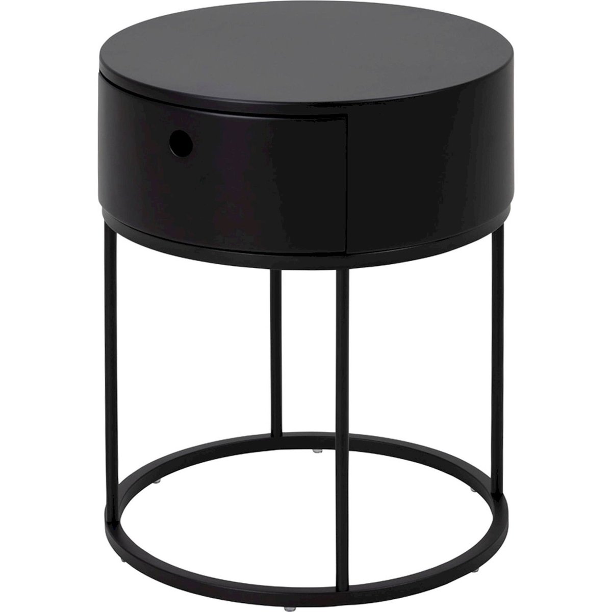 Table de chevet ronde métal collection POERAVA noir, RECOLLECTION