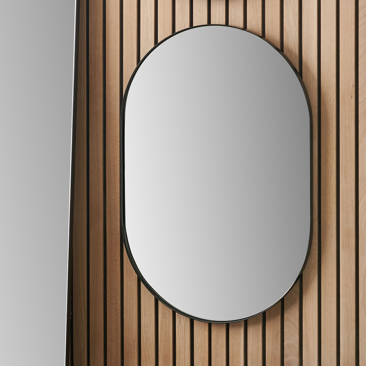 90cm Black Metal Slim Frame Oval Wall Mirror black, SO'HOME