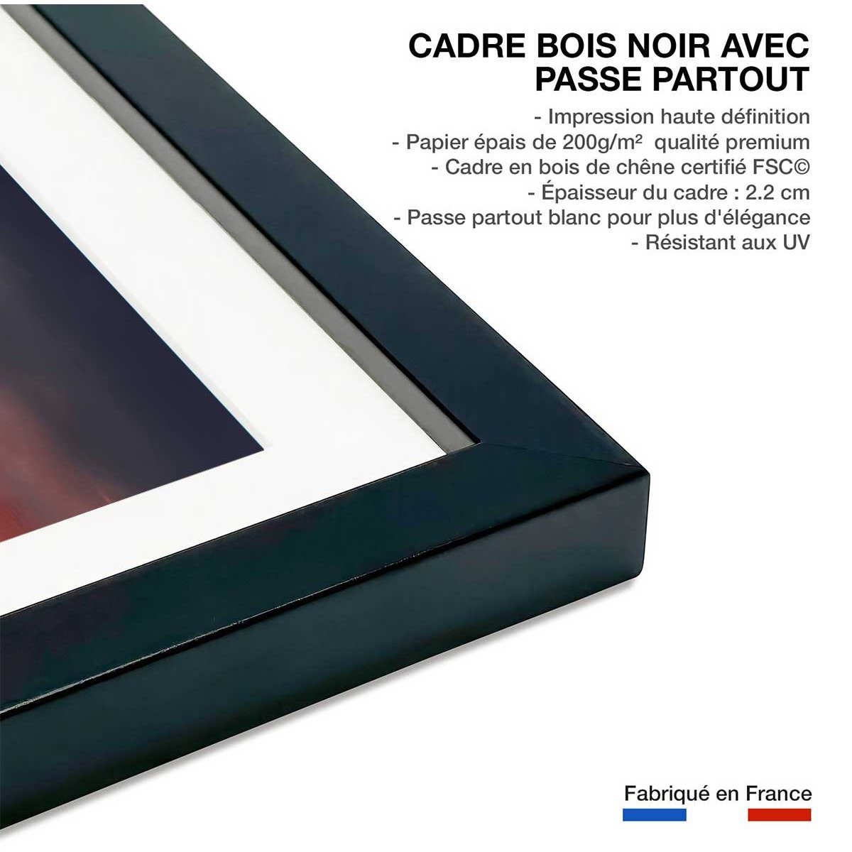 Affiche Brume en Oregon affiche + cadre en bois - noir, HEXOA