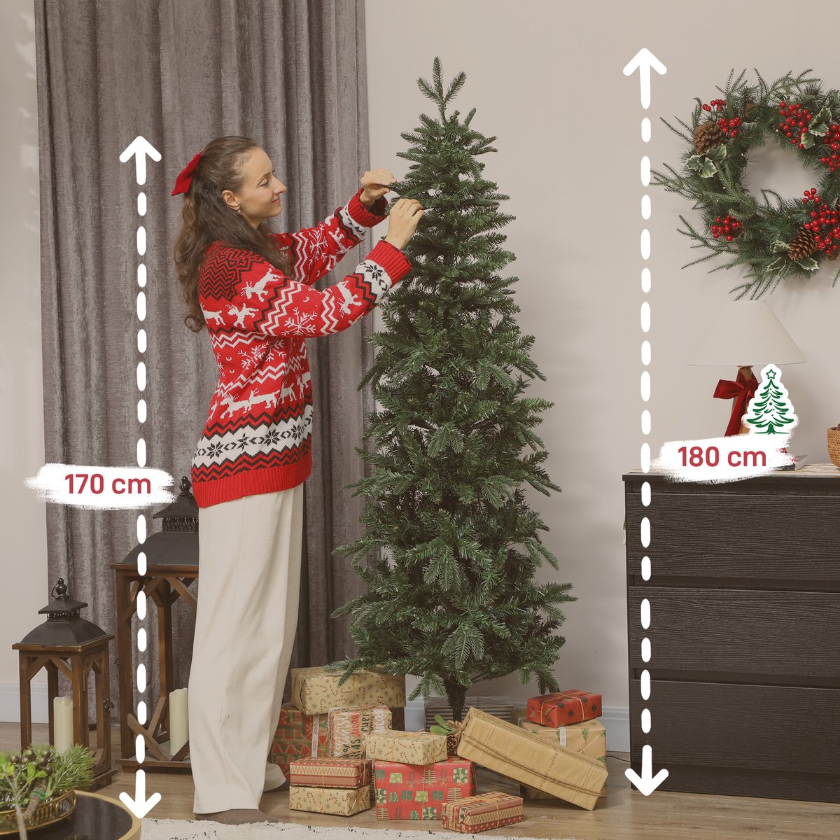 Sapin de Noël Plastique Vert vert, HOMCOM