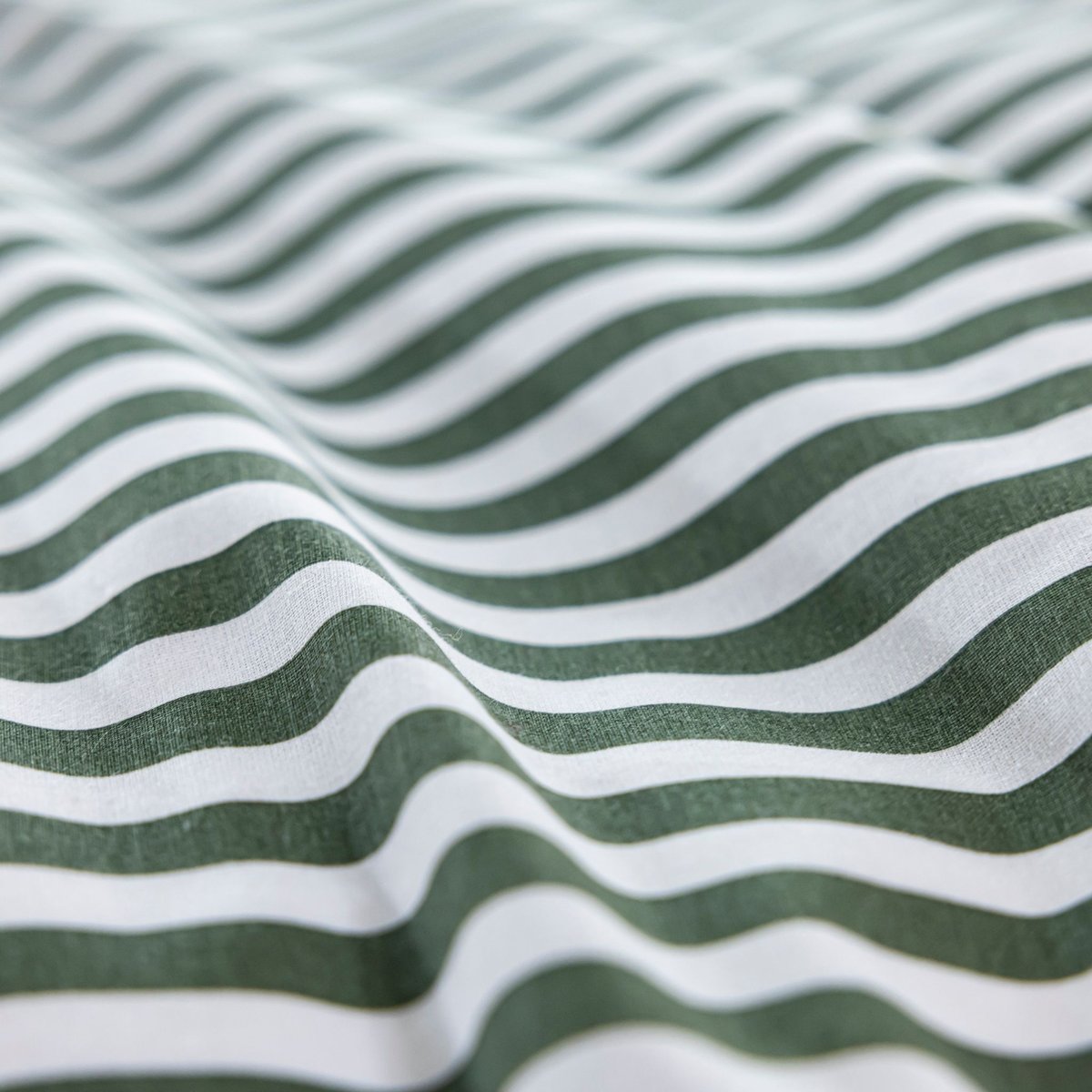 Parure de lit coton à rayures Horizon  - Horizon vert, TERRE DE NUIT