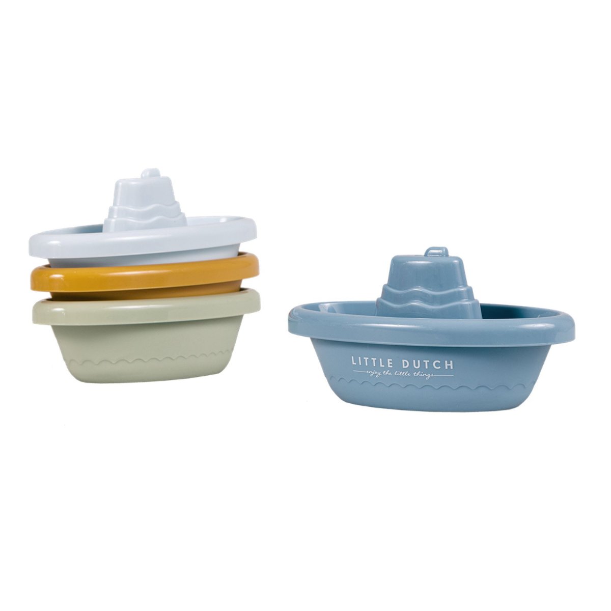 Jouet de bain bateaux à empiler bleu, LITTLE DUTCH