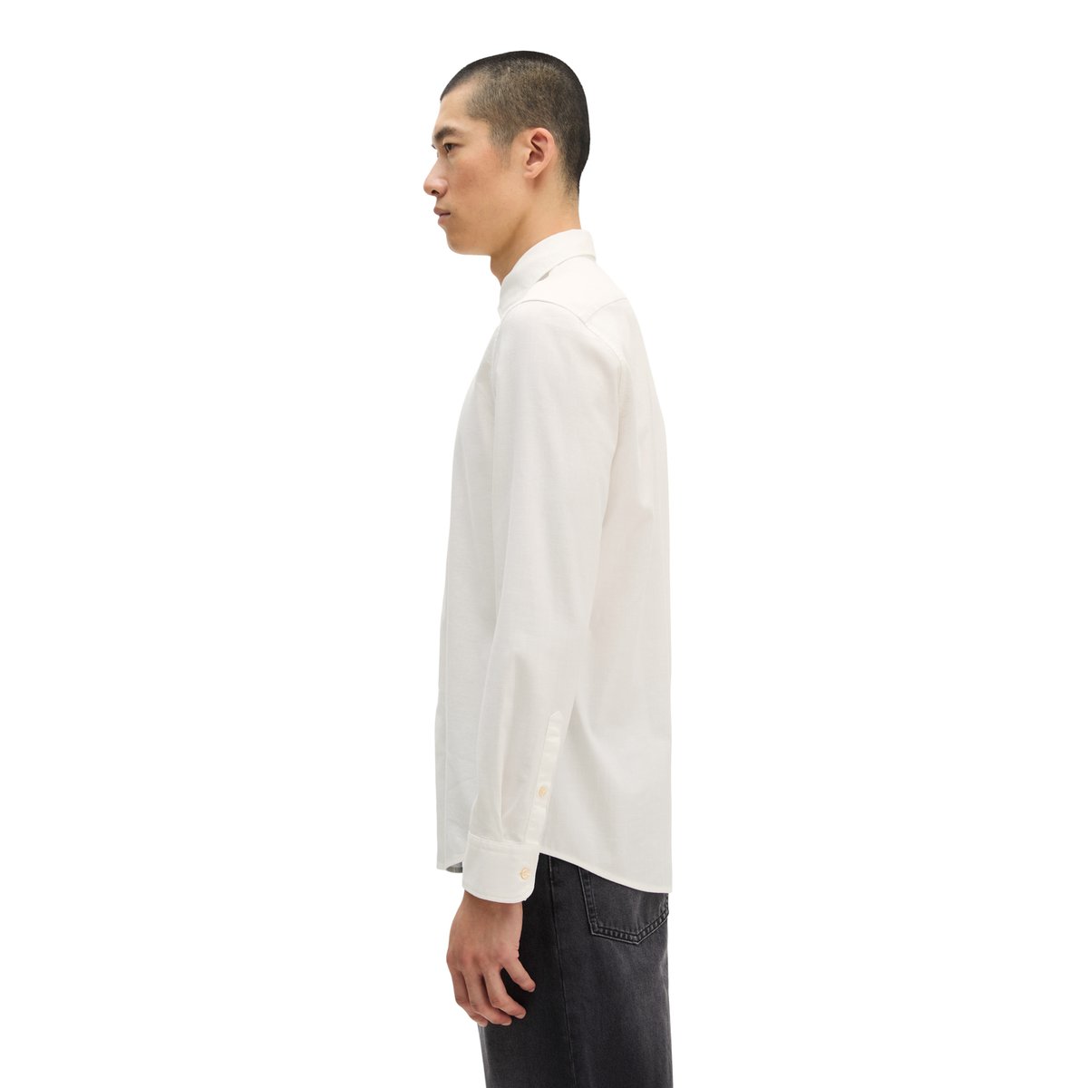 Chemise en sergé ajustée en coton biologique et lyocell blanc, MARC O'POLO