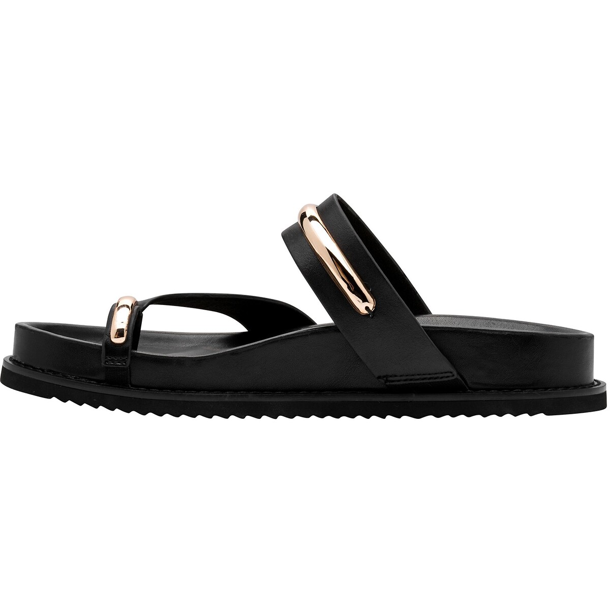 Mules passe-pouce en cuir noir, TAMARIS
