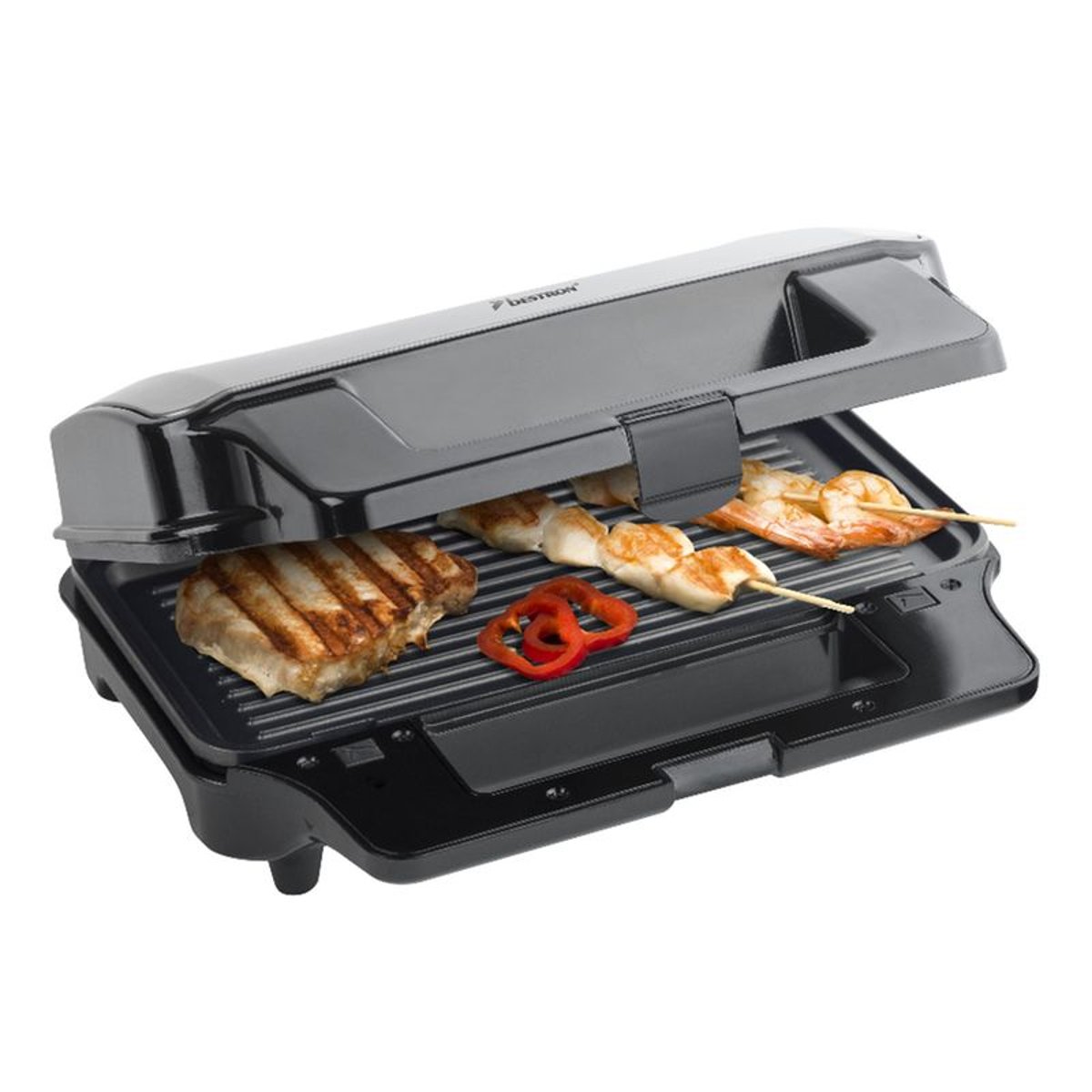 Croque-gaufre-gril 3en1 900w Noir/inox - Asg90xxl inox et noir, BESTRON