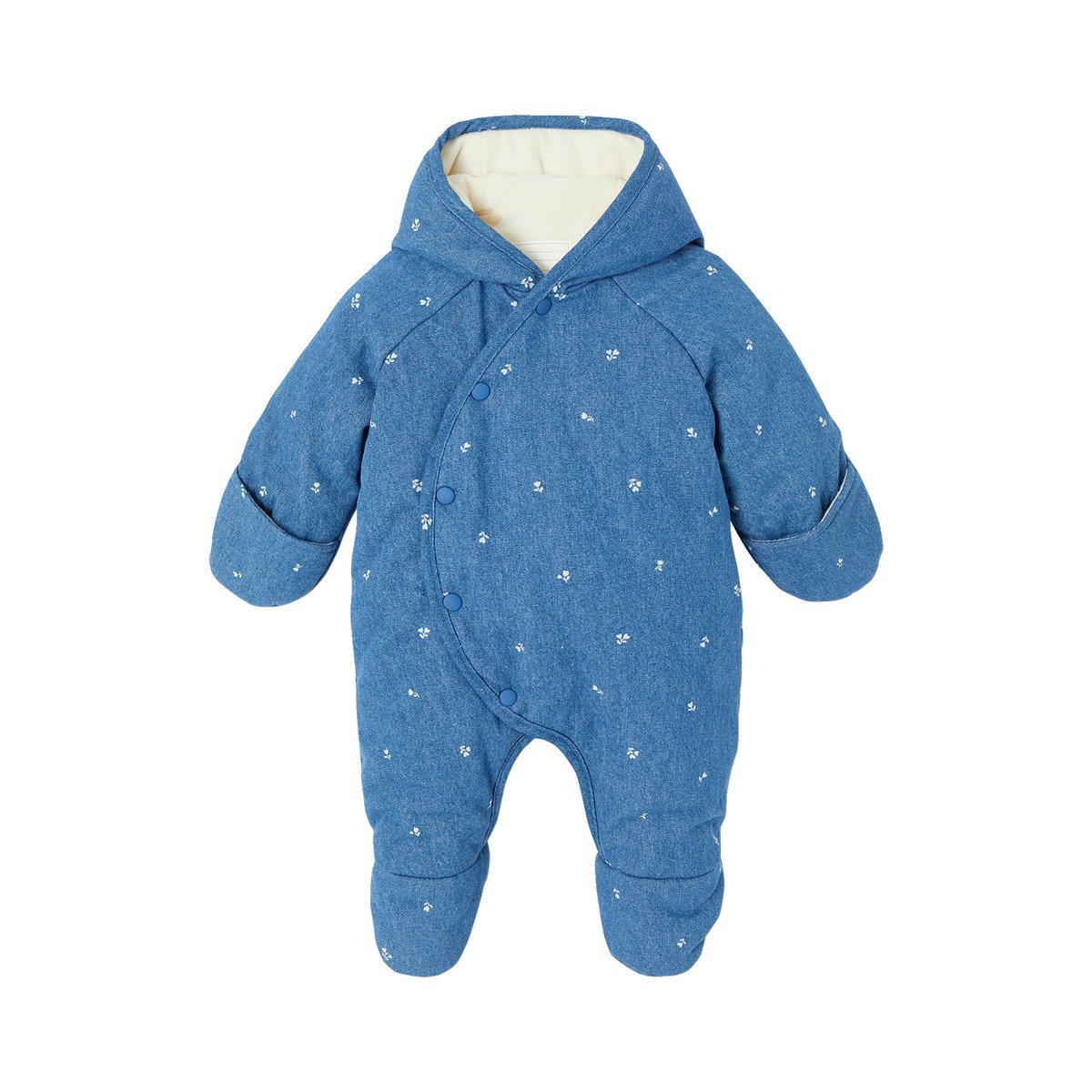 Combi-pilote naissance en denim entièrement imprimé stone, VERTBAUDET