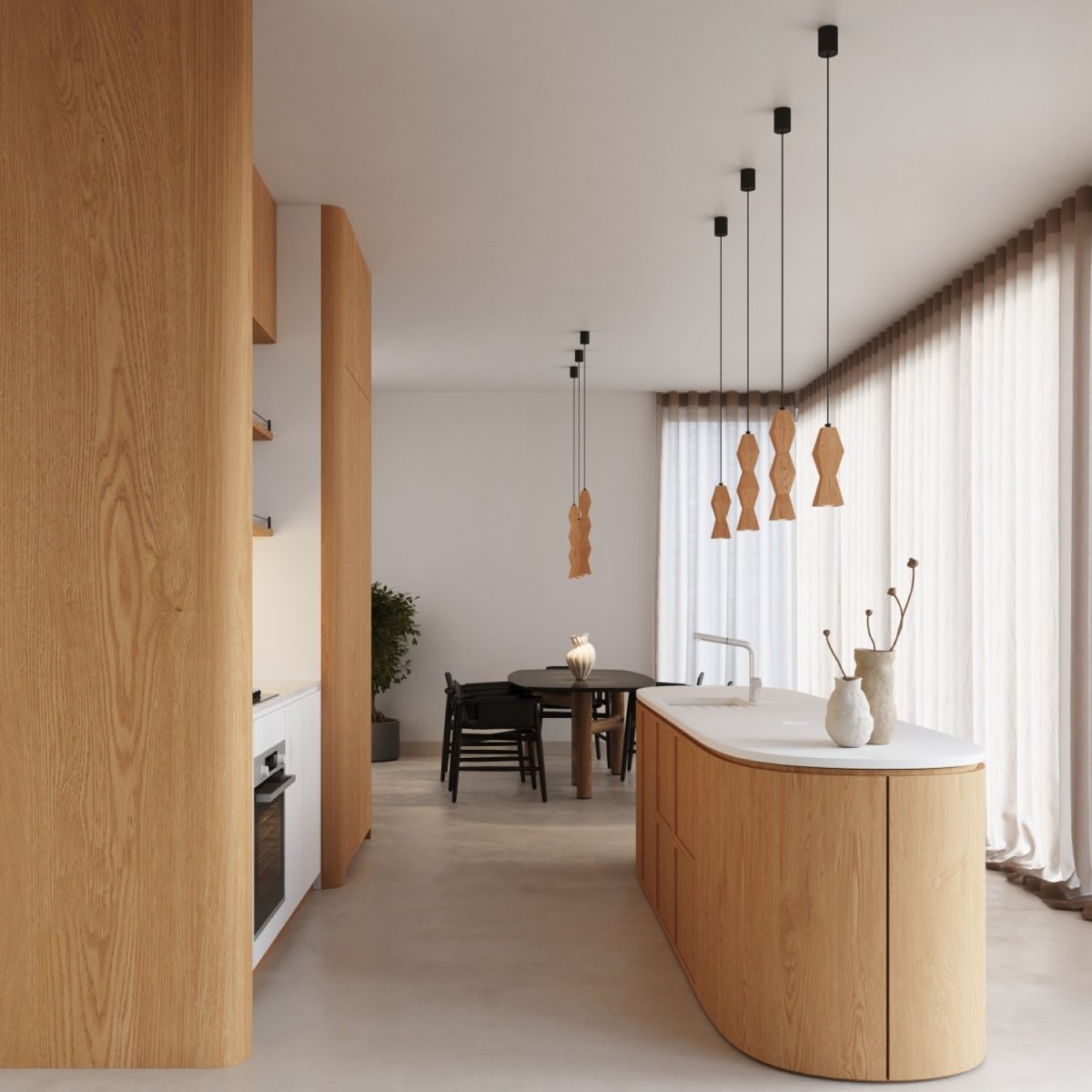 Suspension Bois Naturel GU10 1 Kubbe naturel, EDEN