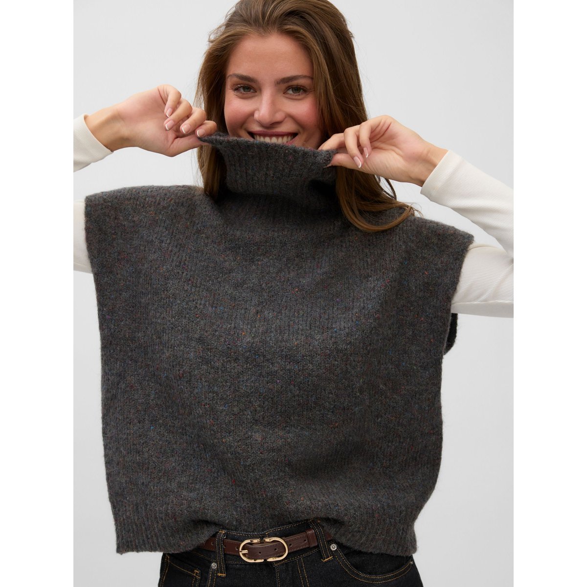 Gilet grise - dark grey melange 1, VERO MODA