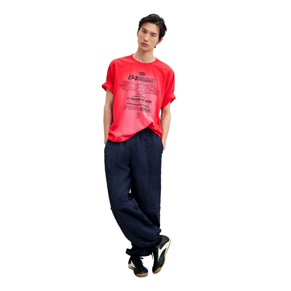 T-shirt imprimé dégradé rouge, DESIGUAL