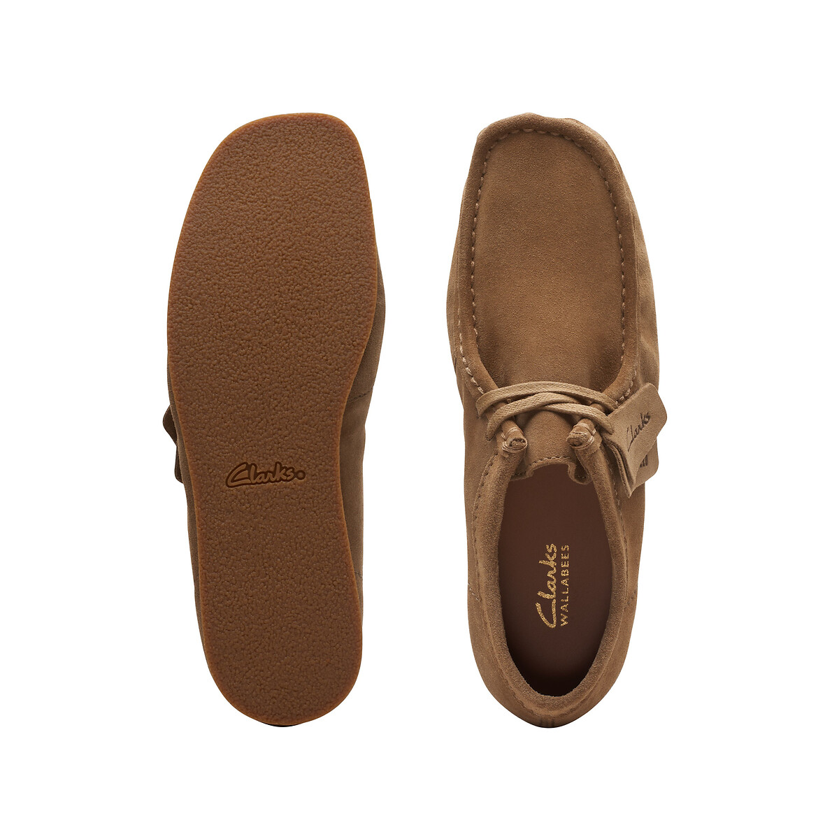 Sapatos Wallabee, em pele camurça, Evo camel, CLARKS