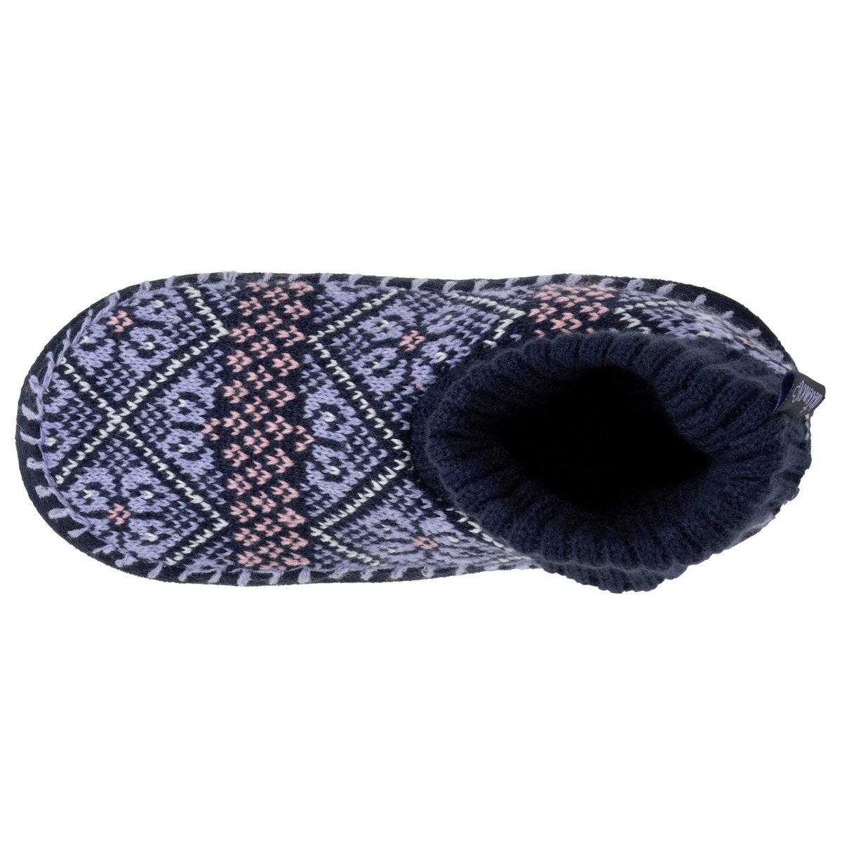 Chaussettes d'intérieur maille jacquard, picots antidérapants bleu, ISOTONER