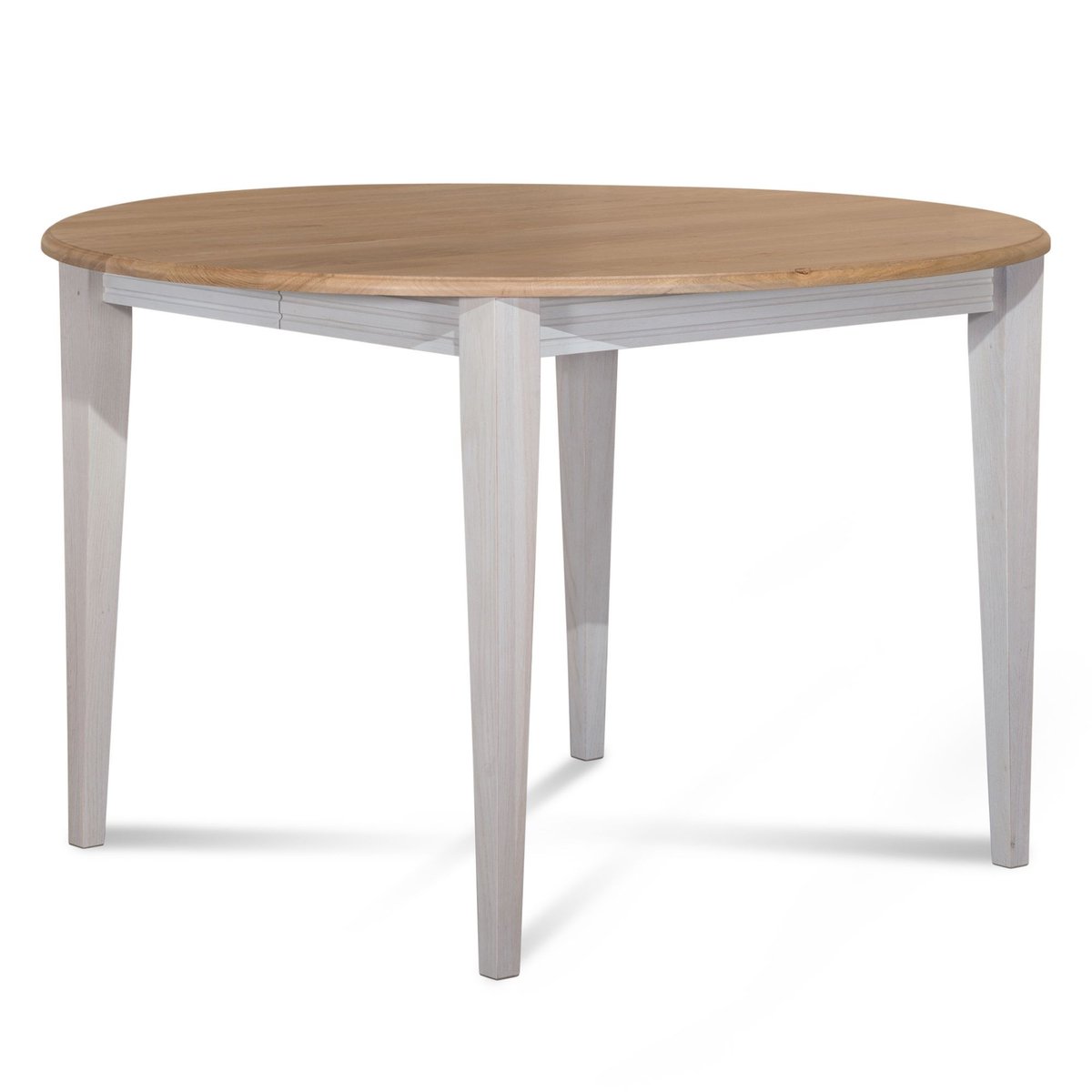 Table ronde 6 pieds fuseau D105 + 3 rallonges bois - VICTORIA blanc, HELLIN, DEPUIS 1862