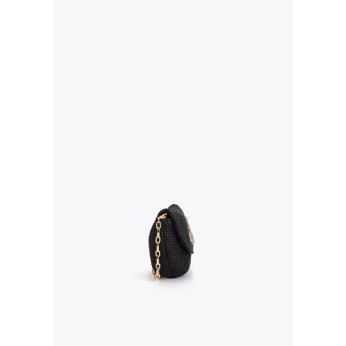 Sac à bandoulière tressé avec logo panthère noir, LOLA CASADEMUNT