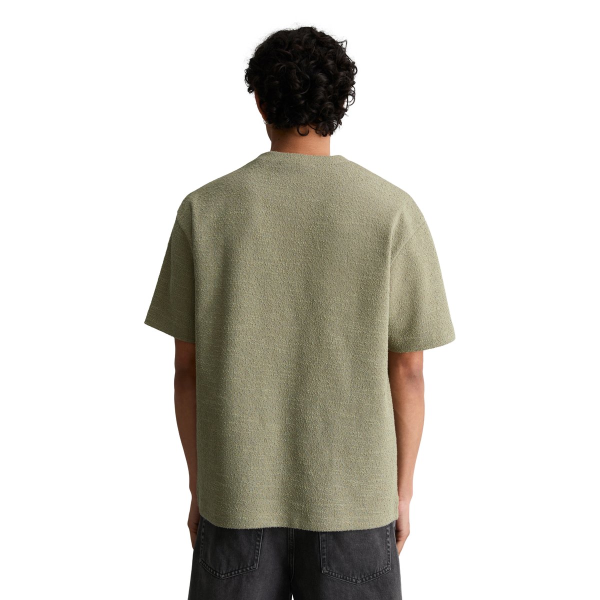 T-shirt relaxed avec une fine structure bouclée vert, MARC O’POLO DENIM