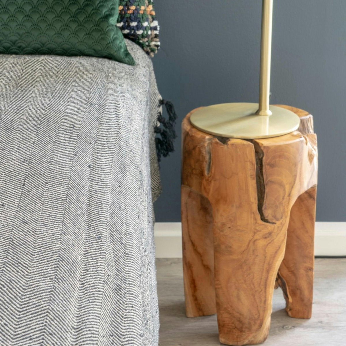 Tabouret chevet en bois de teck - 3 pieds ARIZONA bois naturel, PIER IMPORT