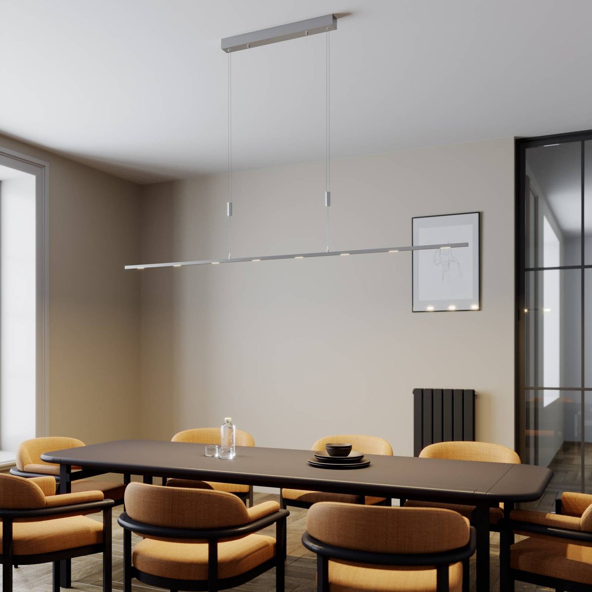 Suspension en métal moderneLED, Arnik nickel mat, LUCANDE