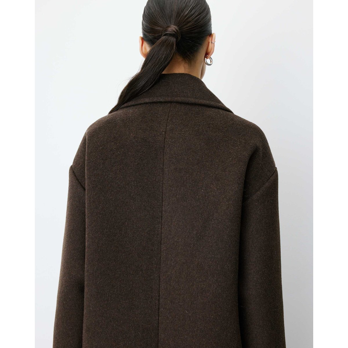 Manteau long croisé en laine mélangée grege Alois chocolat, GRACE & MILA