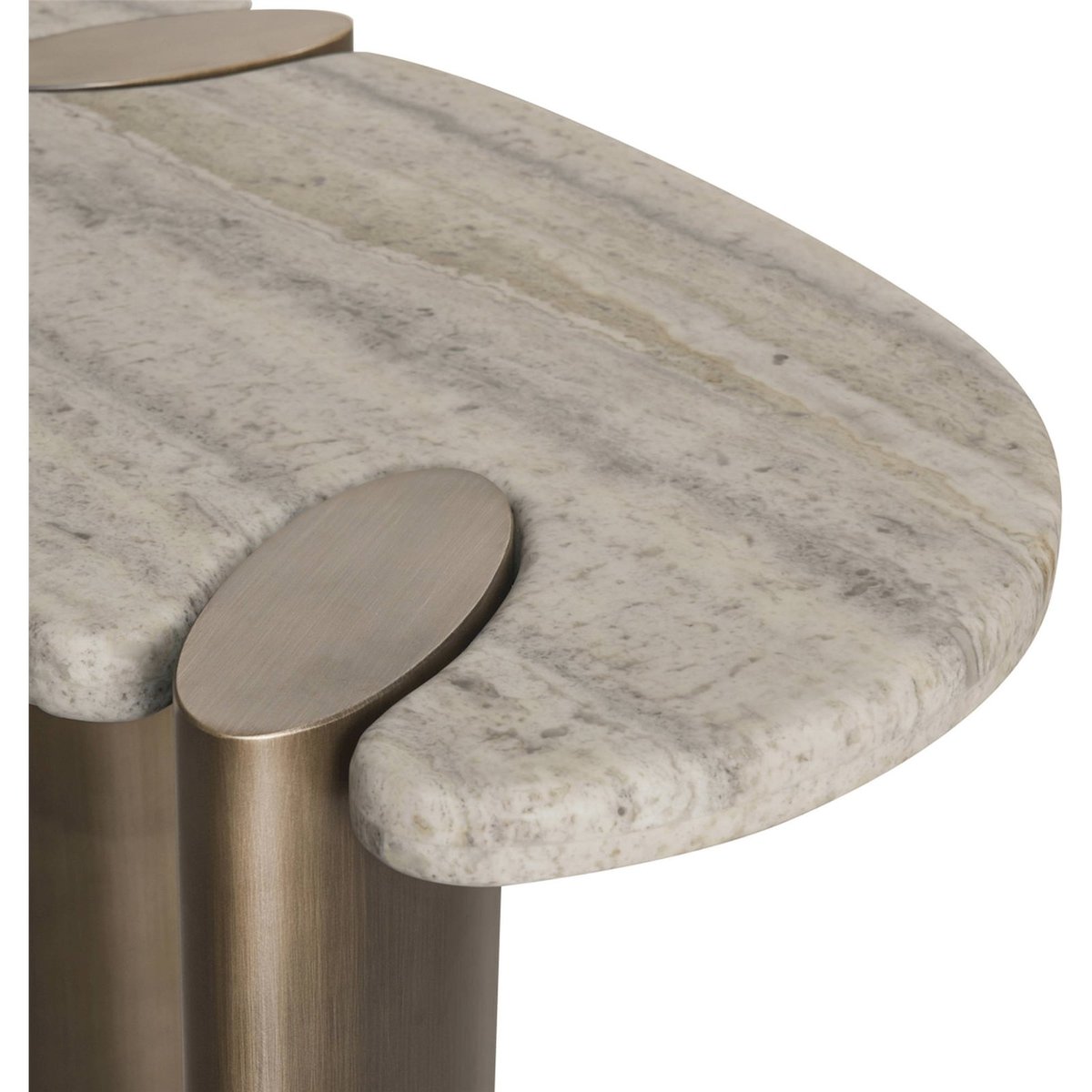 Console travertin collection ARCADIA gris travertin et bronze, RECOLLECTION