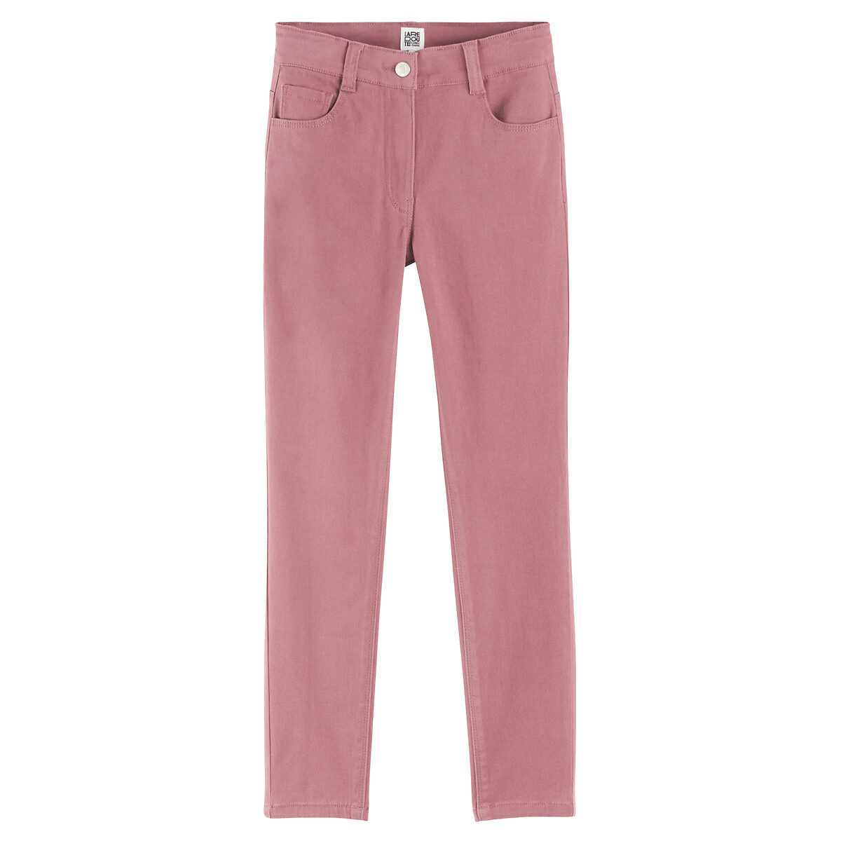 Cotton Slim Fit Trousers dark pink, LA REDOUTE COLLECTIONS
