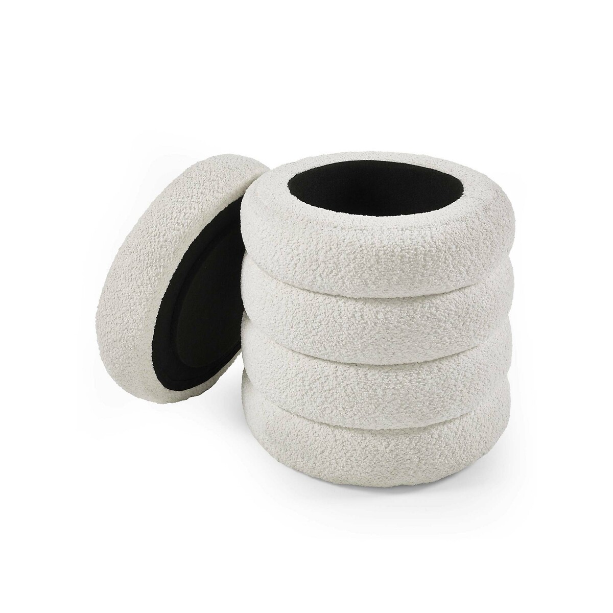 Celes Bouclé Curve Upholstered Storage Stool ivory, SO'HOME