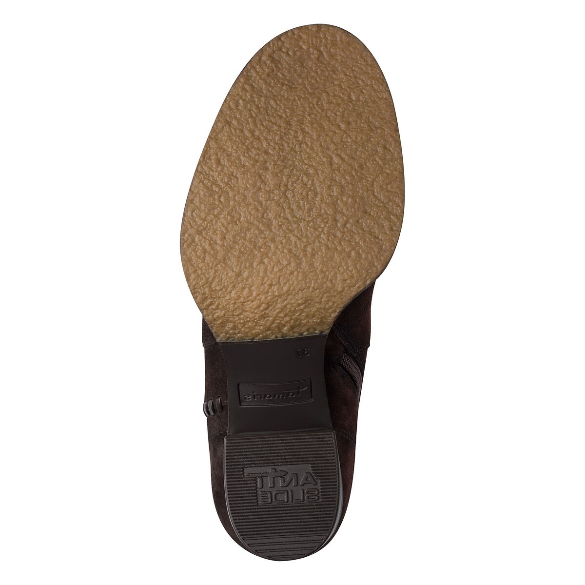 Botines de ante con tacón marrón oscuro, TAMARIS