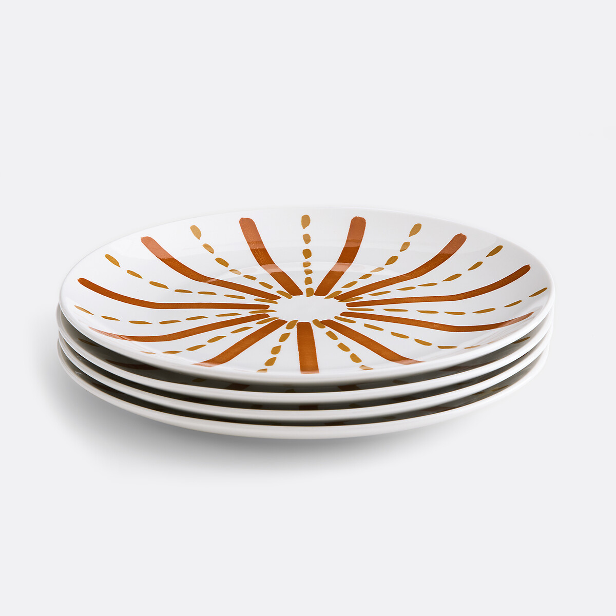 Lot de 4 assiettes plates en grès RIVERI orange/jaune, LA REDOUTE INTERIEURS