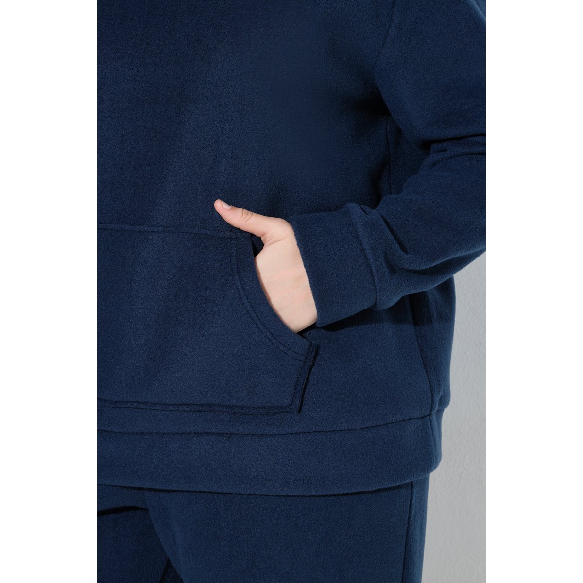 Sweat-shirt à capuche en polaire marine, ULLA POPKEN